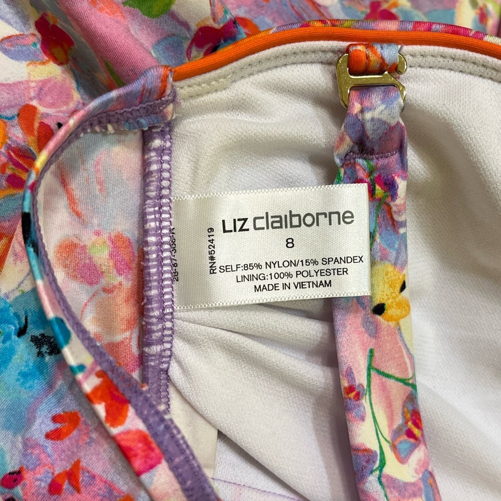Liz Claiborne Floral Convertible Tankini Top Size 8 - Picture 11 of 12